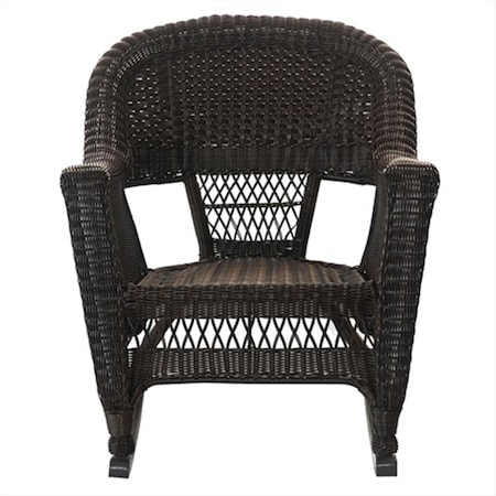 Jeco Jeco W00201R-A-2-RCES 3 Piece Espresso Rocker Wicker Chair Set W00201R-A_2-RCES